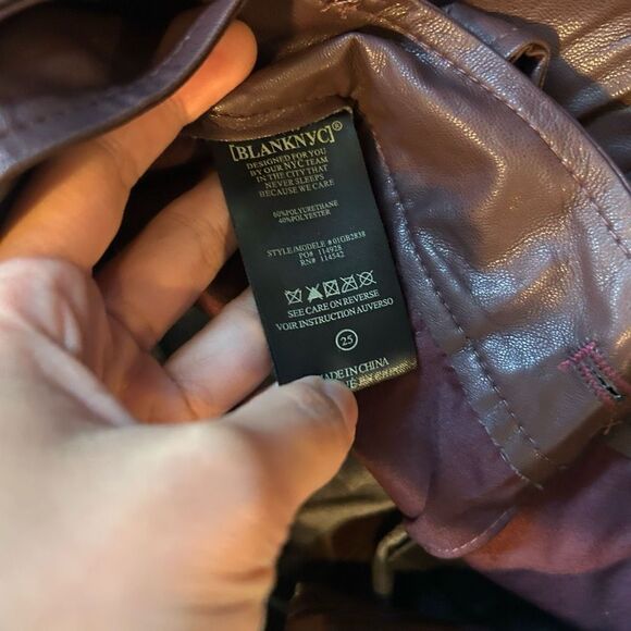 NWT Size 25 Women’s Faux Leather Pants (BLANKNYC) Grape Shake - Picture 11 of 13